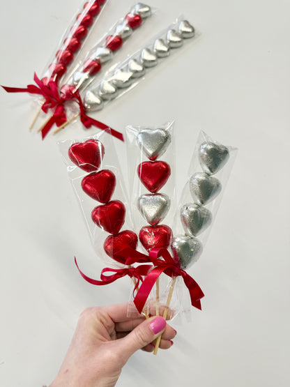 Chocolate Heart Kebabs - Foil Wrapped Chocolate Hearts - Sweet Kebabs - Sweet Treats - Valentines Gifts - Gifts for Him - Gifts for Her