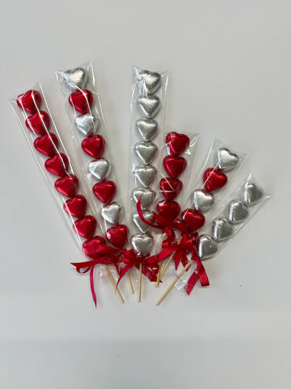 Chocolate Heart Kebabs - Foil Wrapped Chocolate Hearts - Sweet Kebabs - Sweet Treats - Valentines Gifts - Gifts for Him - Gifts for Her