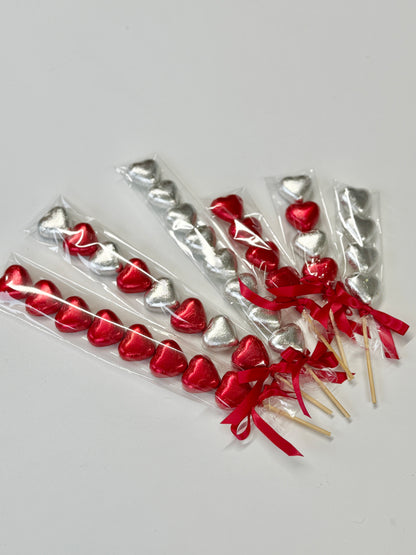 Chocolate Heart Kebabs - Foil Wrapped Chocolate Hearts - Sweet Kebabs - Sweet Treats - Valentines Gifts - Gifts for Him - Gifts for Her