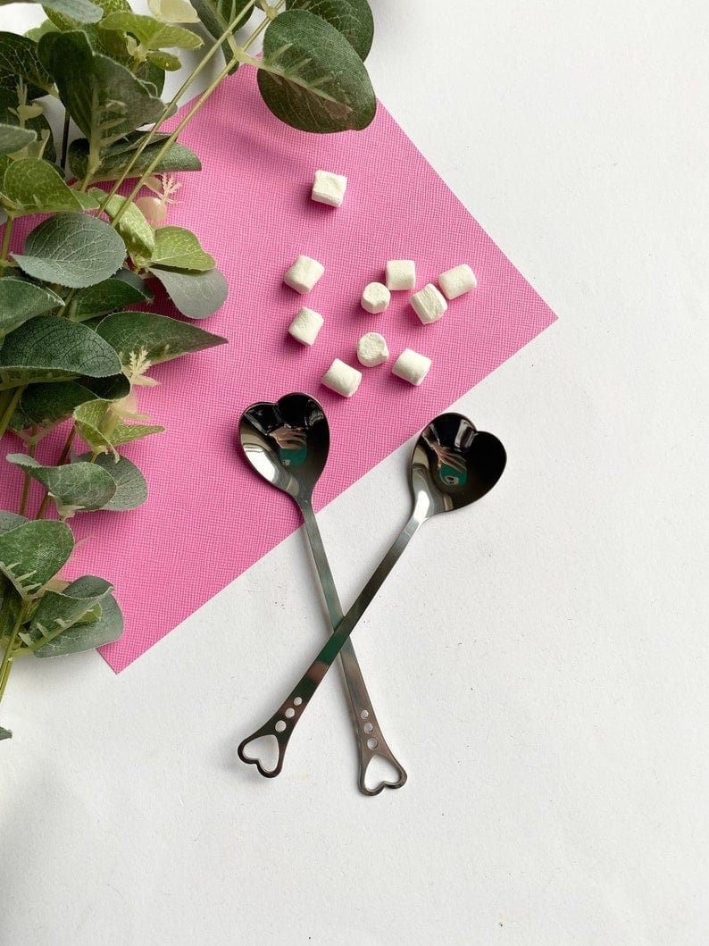 Love Heart Spoon Set - Sprinkle Spoons - Sprinkle Heart Shaped Spoons -Bakers Spoons-Decorative Pretty Spoons-Sprinkle Scoop-Bakers Supplies