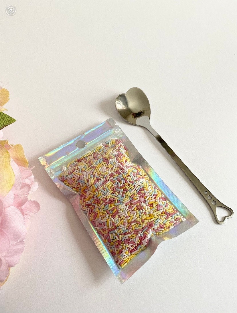 Sprinkles Packs - Sprinkles for Cakes -Rainbow Matt Strands-Cupcake Sprinkles-Rainbow Sprinkles-Cake Making Baking Supplies-Sprinkle Spoon