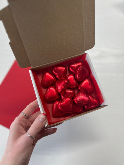 Little Box of Foil Hearts - Little Box of Love Hearts - Mini Treat Box - Sweet Treats - Chocolate Heart Treats - Girlfriend Gifts -Chocolate