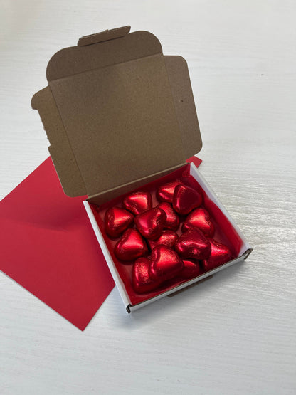 Little Box of Foil Hearts - Little Box of Love Hearts - Mini Treat Box - Sweet Treats - Chocolate Heart Treats - Girlfriend Gifts -Chocolate