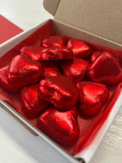 Little Box of Foil Hearts - Little Box of Love Hearts - Mini Treat Box - Sweet Treats - Chocolate Heart Treats - Girlfriend Gifts -Chocolate