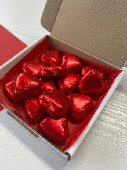 Little Box of Foil Hearts - Little Box of Love Hearts - Mini Treat Box - Sweet Treats - Chocolate Heart Treats - Girlfriend Gifts -Chocolate