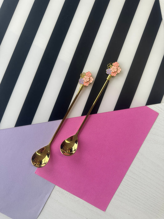 Flower Spoon - Long Stemmed Spoon - Gold Flower Spoon - Floral Spoon - Decorative Spoon - Novelty Spoon - Cute Spoons - Spoon Gifts - Spoons