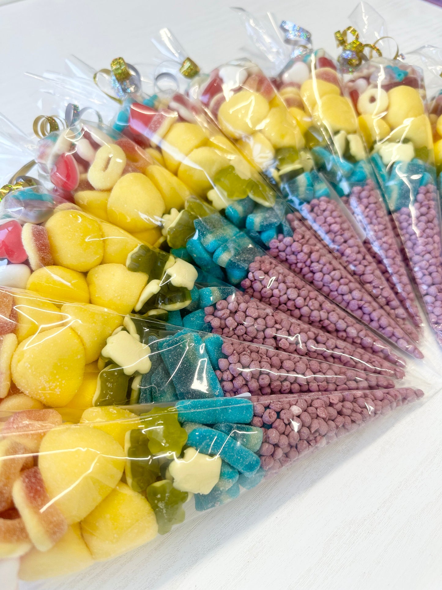 Rainbow Sweet Cones - Bright Coloured Sweet Cones - Birthday Favours - Birthday Party Supplies - Favour Gifts - Sweet Cones - Sweet Gifts