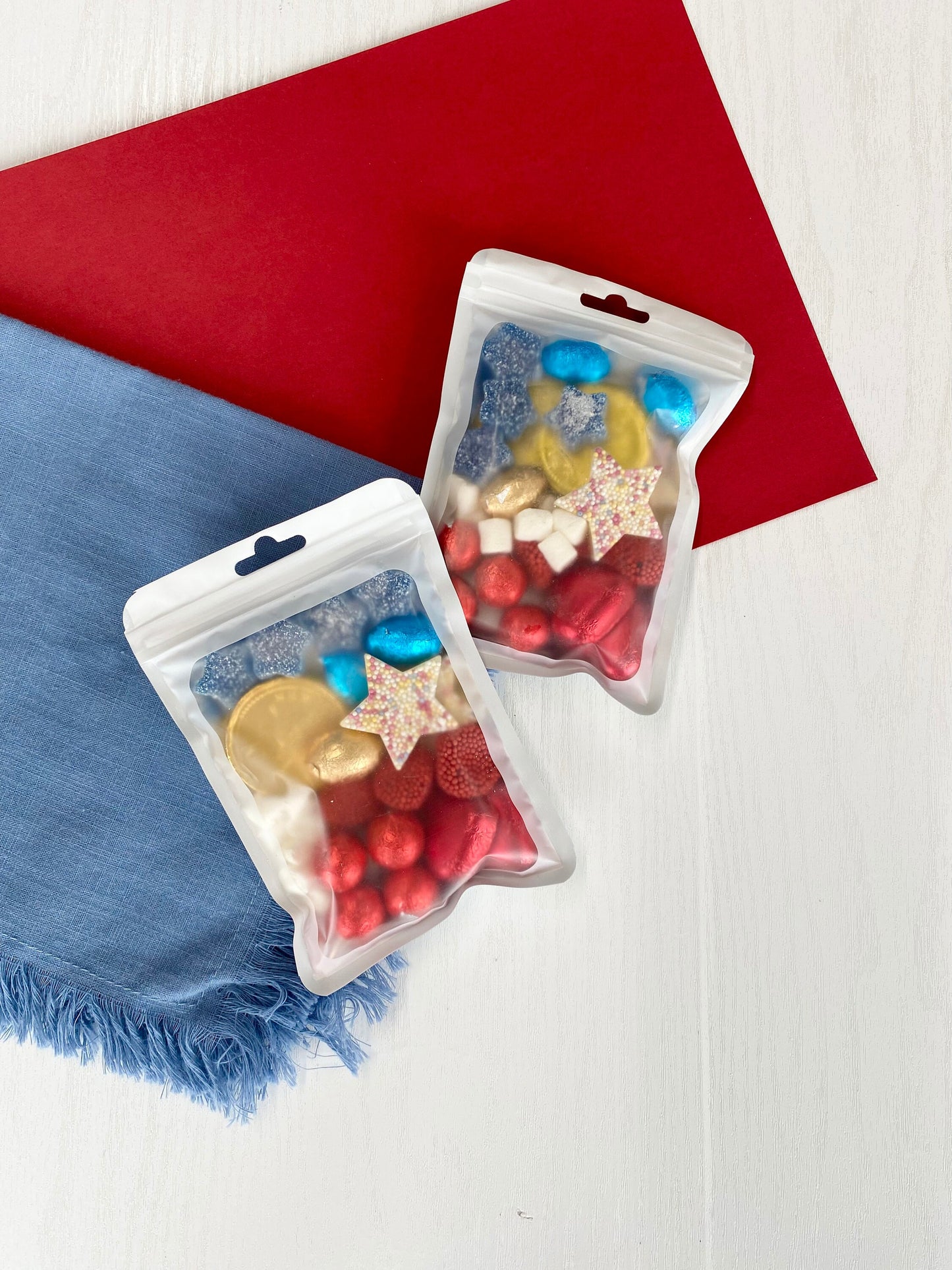 Birthday Party Supplies - Party Treats - Red White Blue Sweets - Sweet Treat Packets - Birthday Sweet Pouch Packet - Birthday Sweets Party