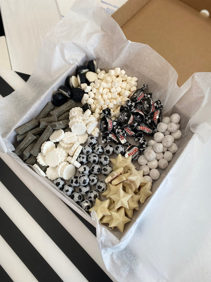 Football box - Football Pick and Mix - Football Treats - Postal Treats - Postal Sweets - Black & White Treats - Geordie Treats - Footballs