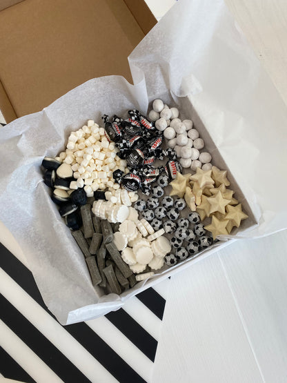 Football box - Football Pick and Mix - Football Treats - Postal Treats - Postal Sweets - Black & White Treats - Geordie Treats - Footballs