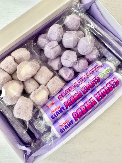 Parma Violet & Vimto Box - Parma Violets - Sharing Sweet Box - Swizzels Sweets - Birthday Sweet Box -Retro Sweets-Violet Creams-Vimto Sweets