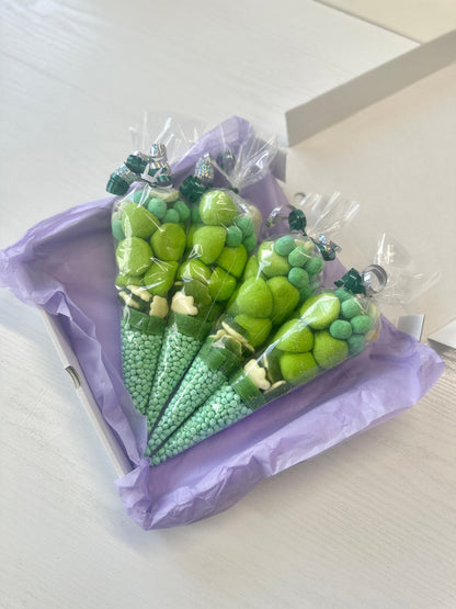 Green Sweet Cones - Party Favours - Birthday Sweets - Birthday Sweet Cones - Green Party Decor - Party Supplies - Party Bags - Party Sweets