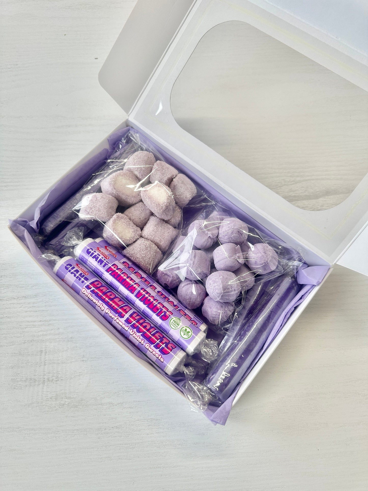 Parma Violet & Vimto Box - Parma Violets - Sharing Sweet Box - Swizzels Sweets - Birthday Sweet Box -Retro Sweets-Violet Creams-Vimto Sweets