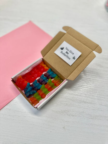 You Give me Butterflies Box - Postal Sweets - Postal Treats - Jelly Butterflies - Mini Treat Box - Sweet Treats - Galantine Gifts