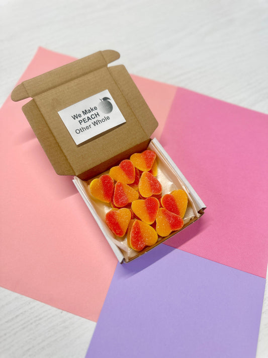 We Make PEACH Other Whole Box - Mini Treat Box - Postal Sweets - Fizzy Peaches - Jelly Sweets - Postal Treats - Sour Sweets - Jelly Peaches