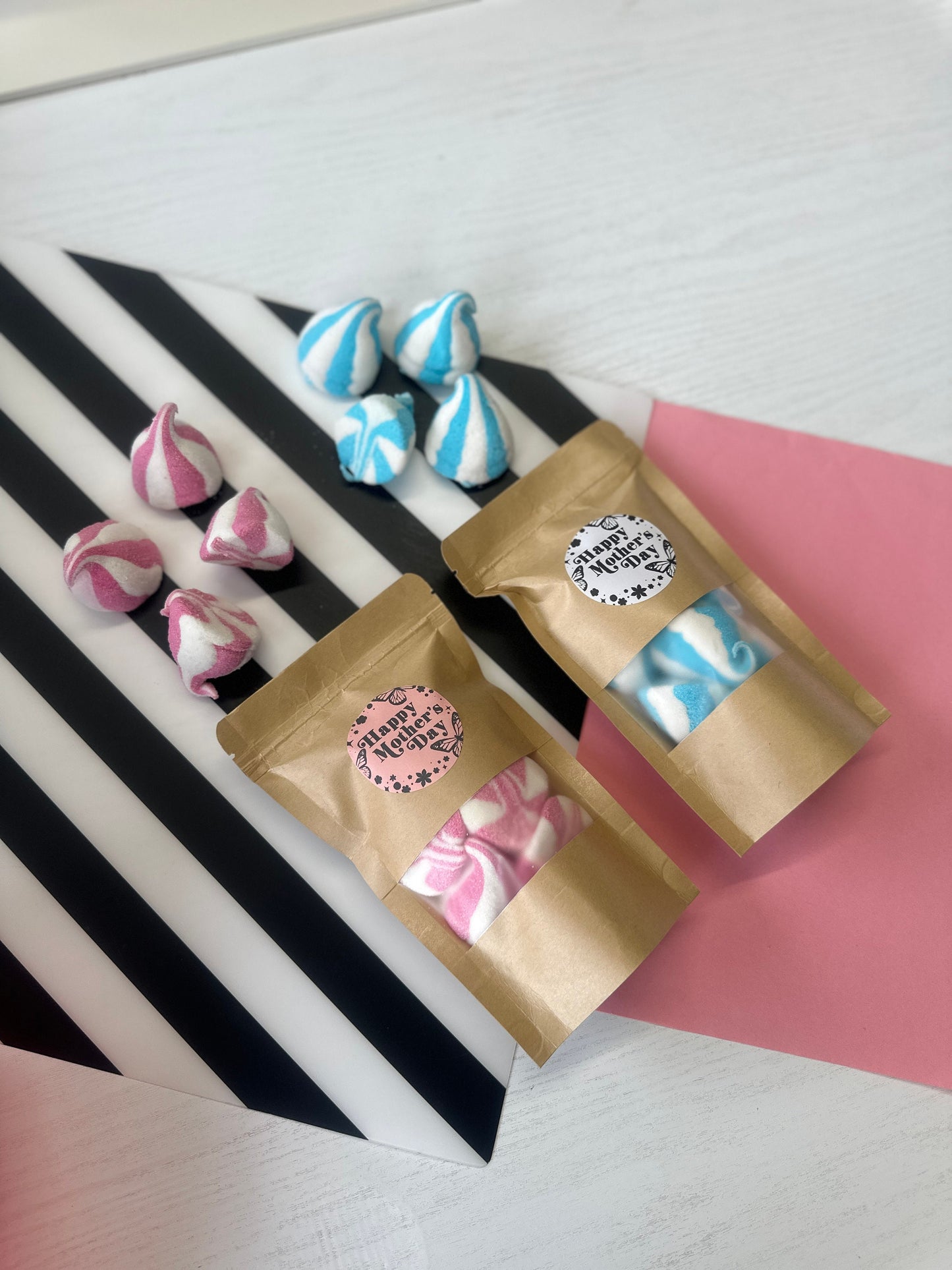 Marshmallows - Marshmallow Whips - Sugary Sweets - Sweet Treats - Marshmallow Sweets - Pick N Mix - Pink/White Whips - Blue/White Whips