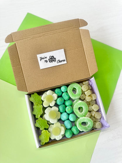 Lucky Charm Sweet Box - Postal Sweets - Postal Treats - Mini Sweet Treats - Mini Sweet Box - Jelly Sweets - Gifts for All - Green Jellies