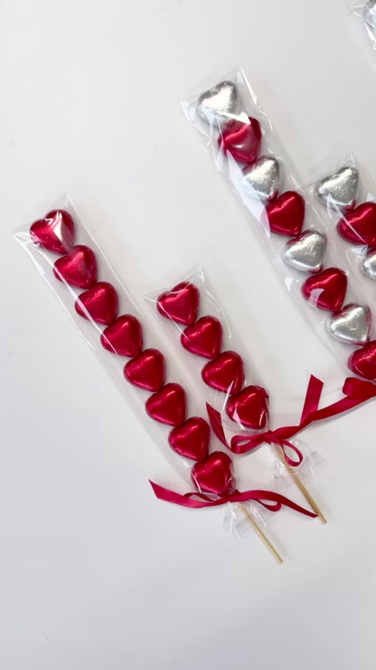 Chocolate Heart Kebabs - Foil Wrapped Chocolate Hearts - Sweet Kebabs - Sweet Treats - Valentines Gifts - Gifts for Him - Gifts for Her