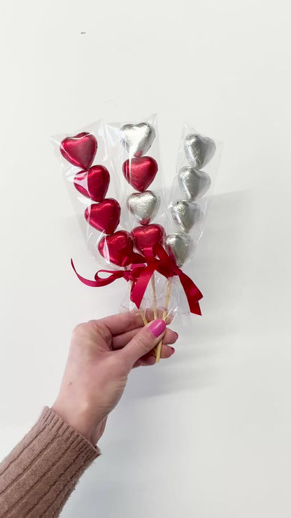 Chocolate Heart Kebabs - Foil Wrapped Chocolate Hearts - Sweet Kebabs - Sweet Treats - Valentines Gifts - Gifts for Him - Gifts for Her